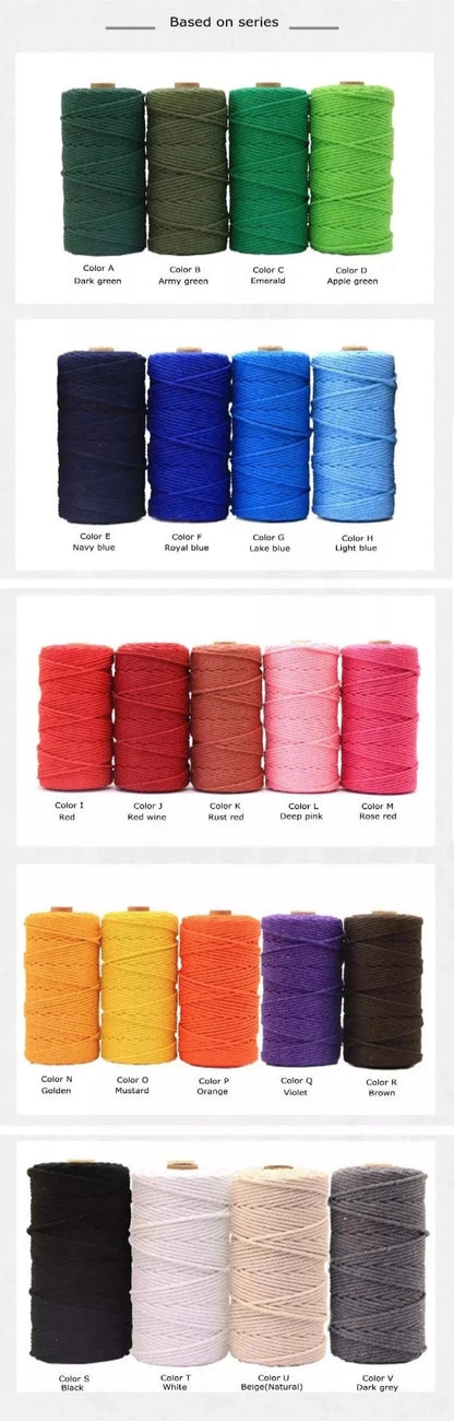 Set 10 pieces 2mm 100% cotton threads; 35 diferents colors