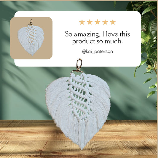 Heart Charm White Macramé